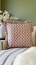 Lulah block print red vintage cushion