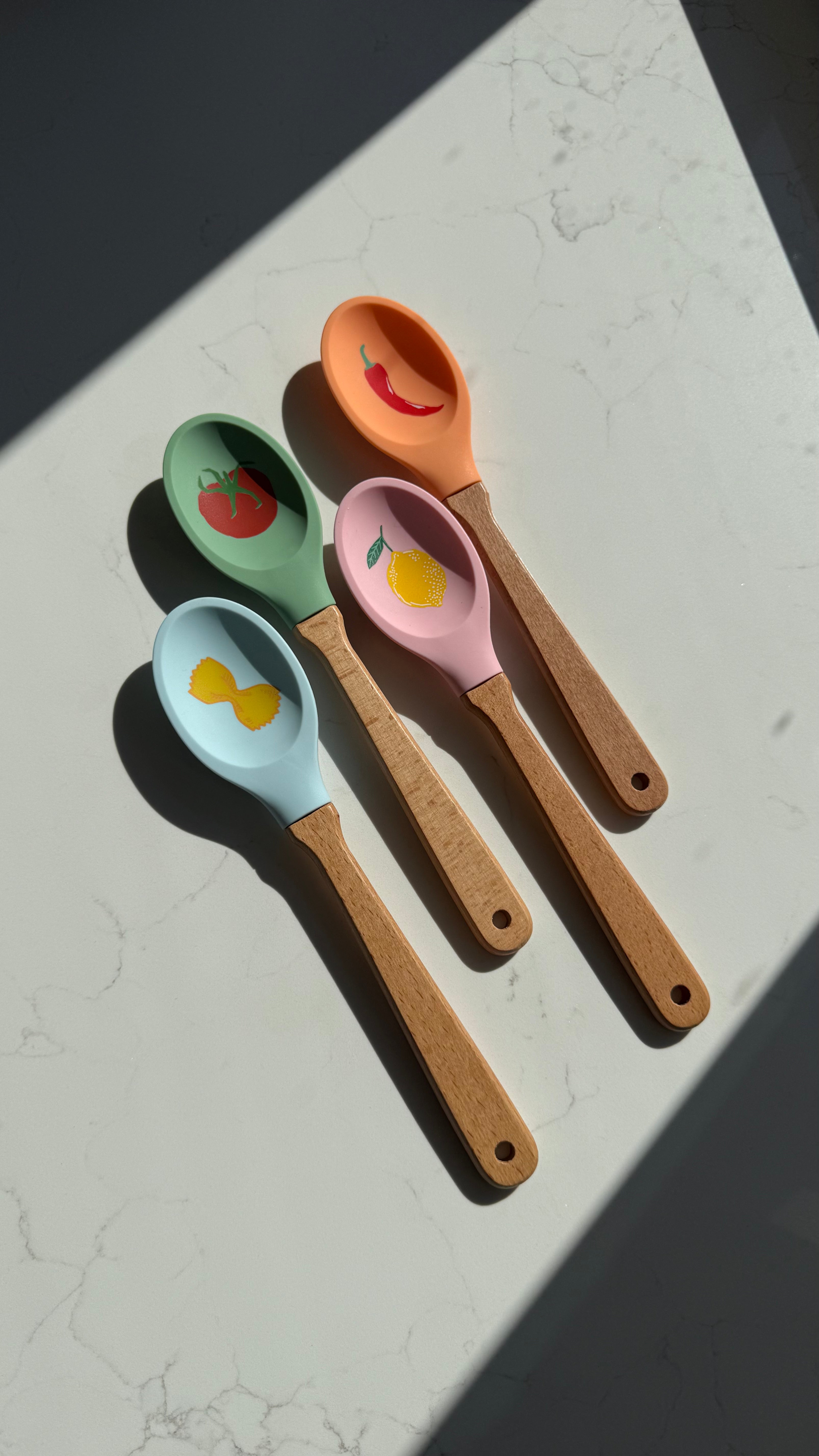Colourful silicone kitchen utensils