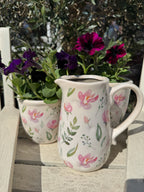 Pink floral ceramic jug