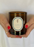 Amber glass soy wax candle - coastal breeze