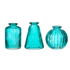 Turquoise Glass Bud Vases -Set of 3