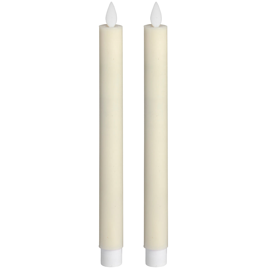 Pair of ivory LED flickering flame dinner candles