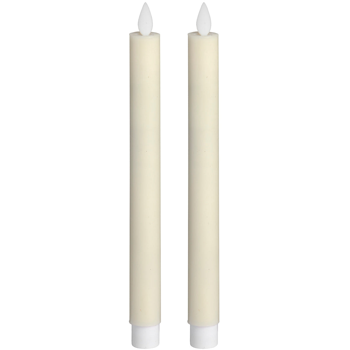 Pair of ivory LED flickering flame dinner candles