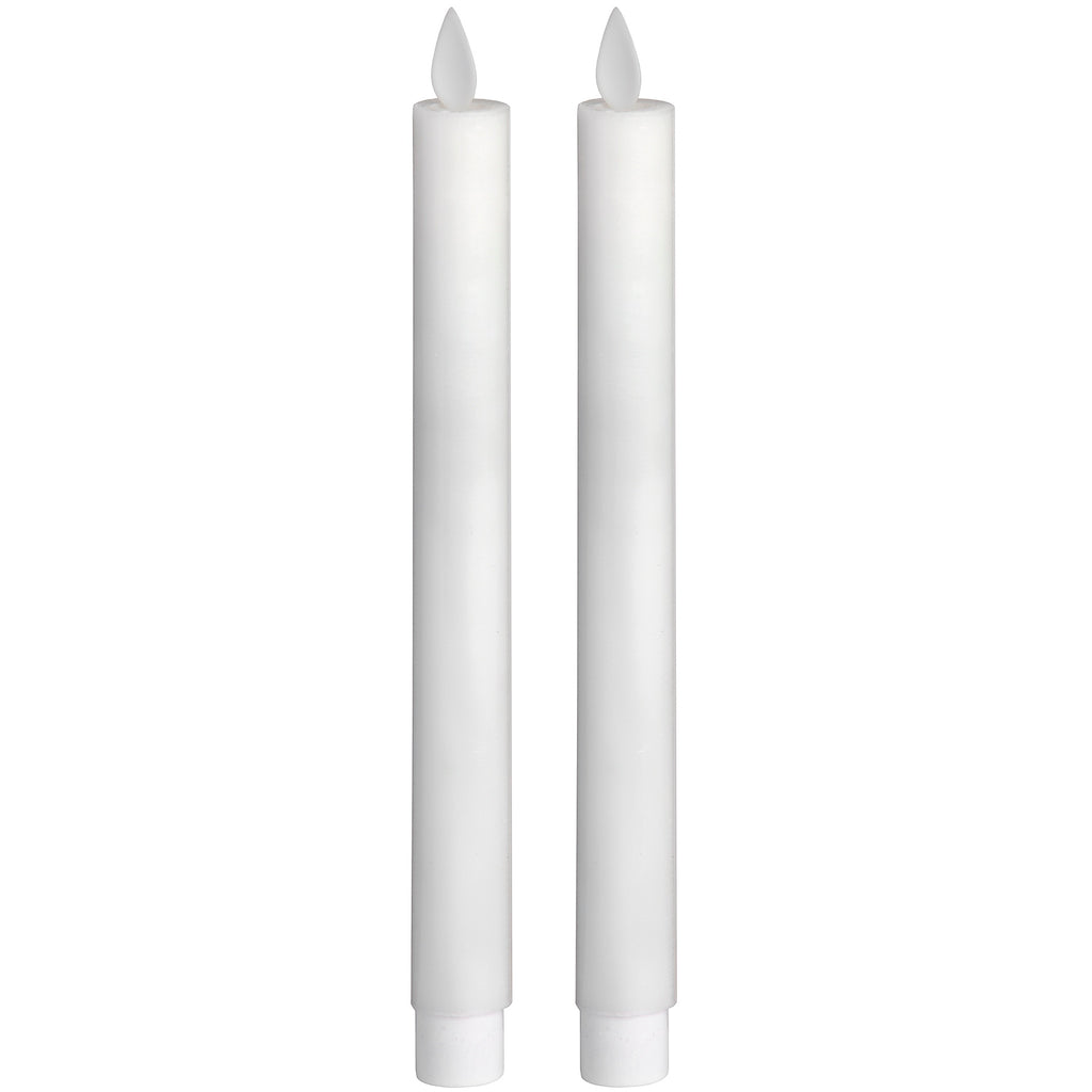 Pair of white LED flickering flame dinner candles
