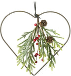 Wire heart with berries and pine needles