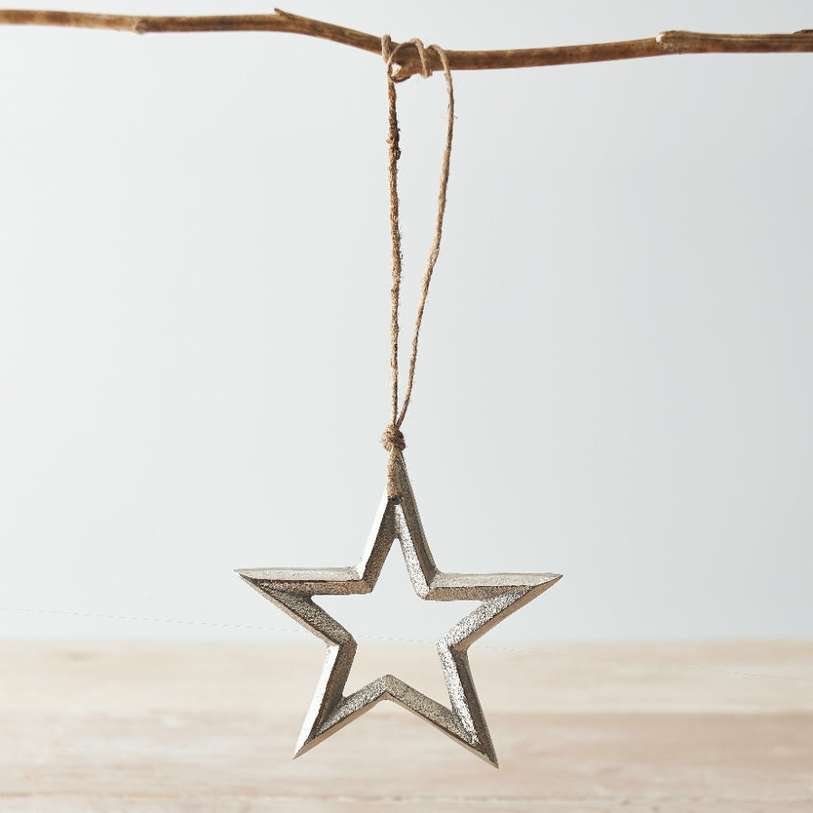 Silver metal star decoration