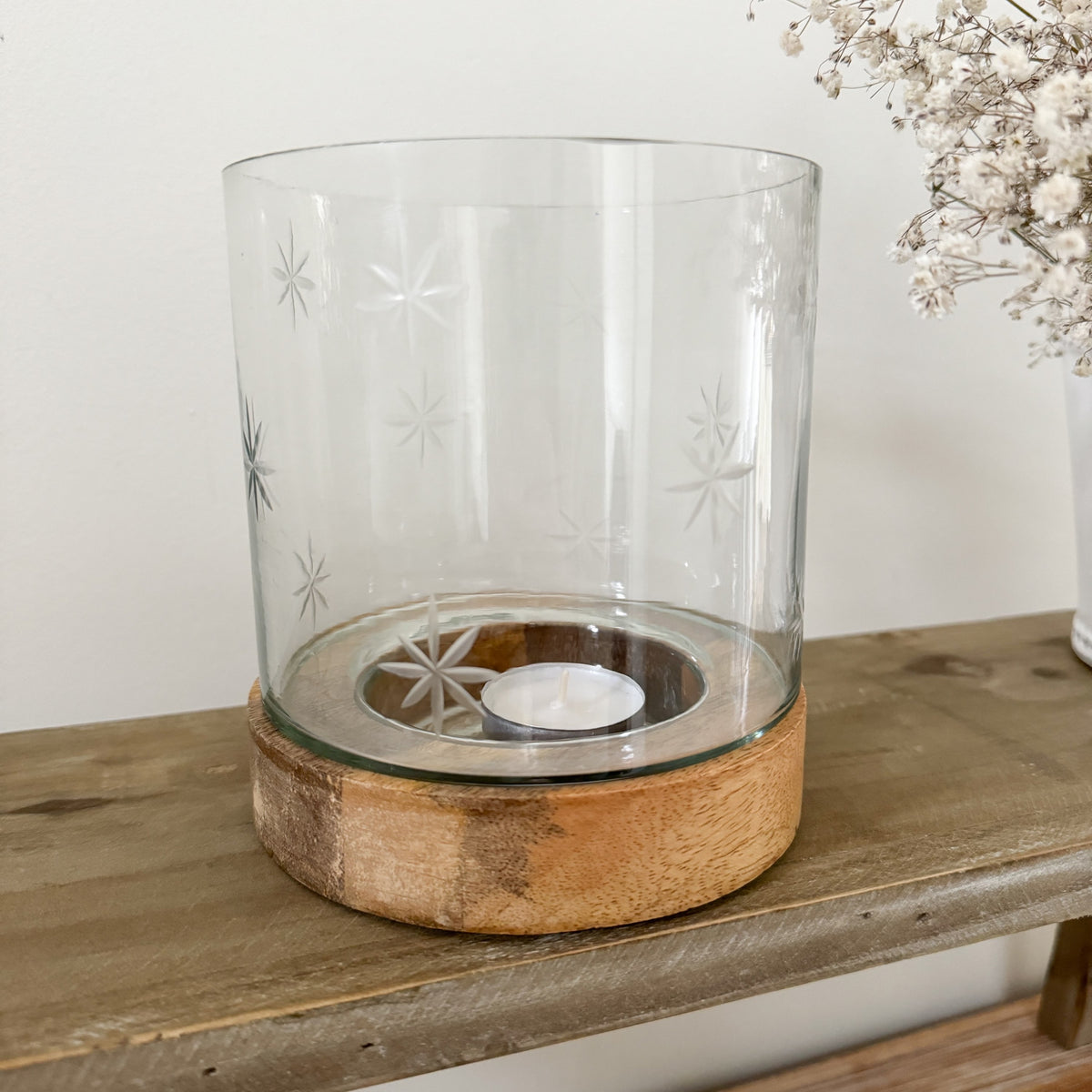 Glass star candle holder - large