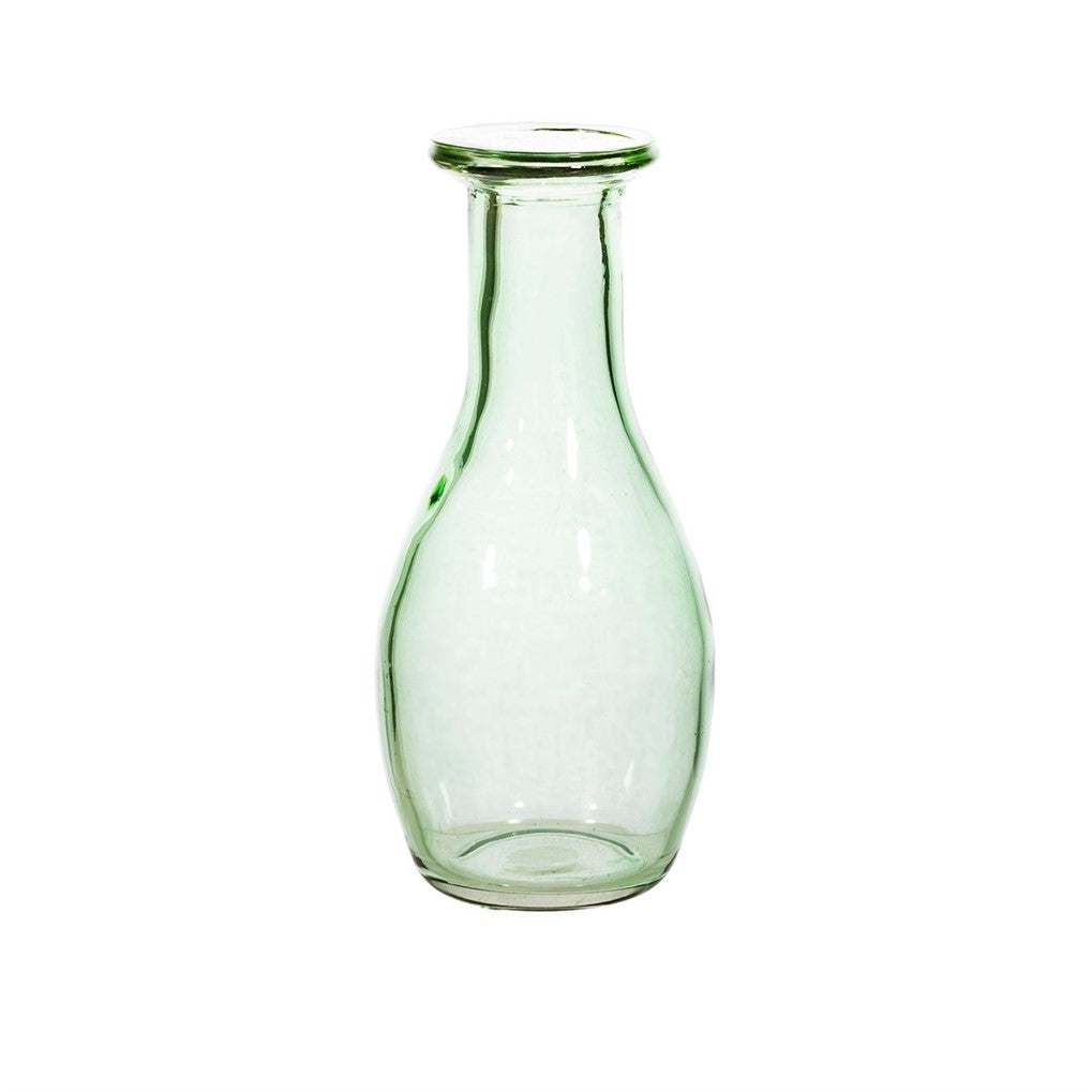 Pale green recycled glass bud vase