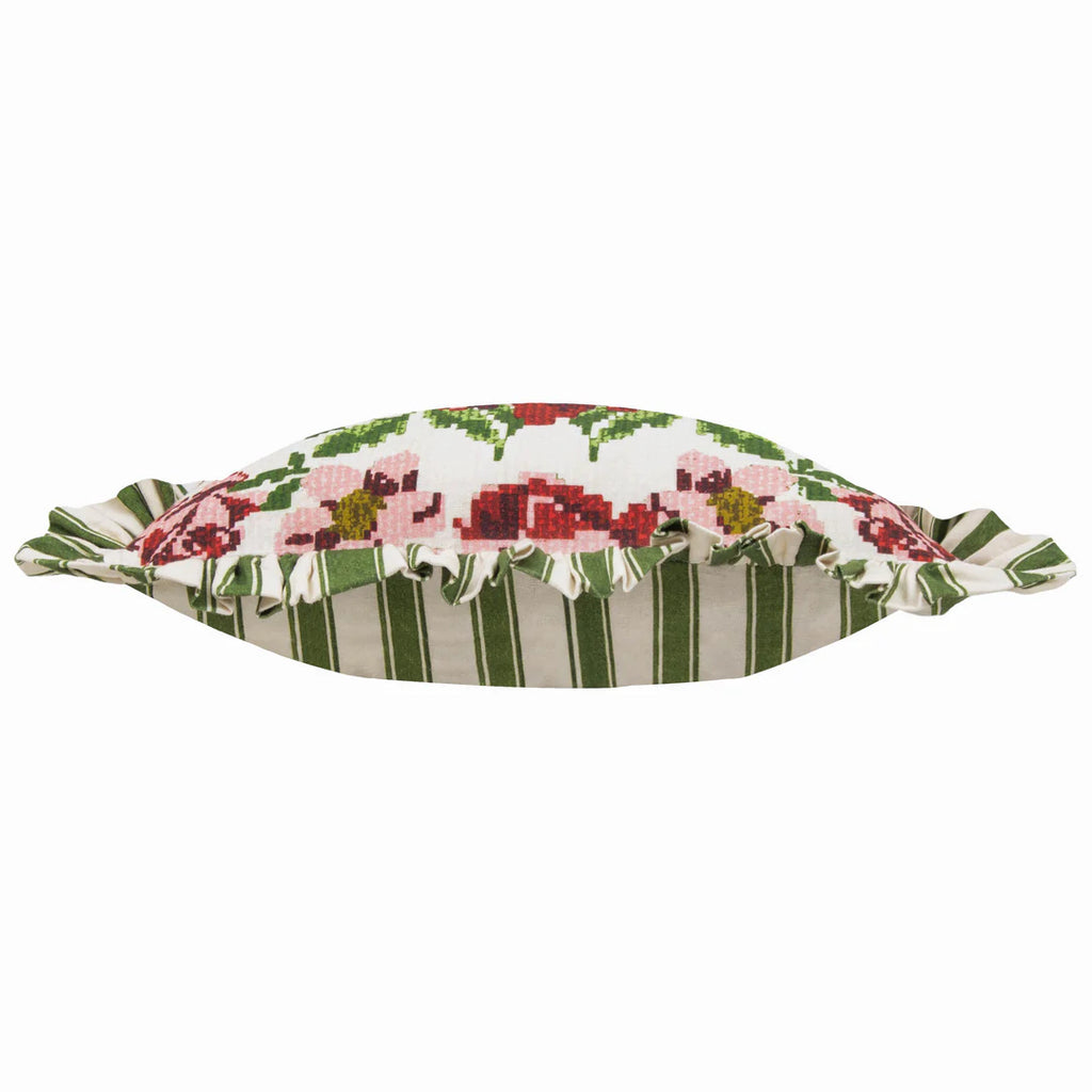Feeoni ruffled vintage floral cushion