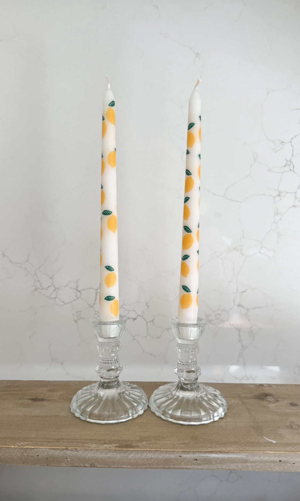 Lemon taper dinner candles - set of 2