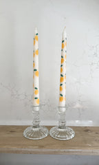 Lemon taper dinner candles - set of 2