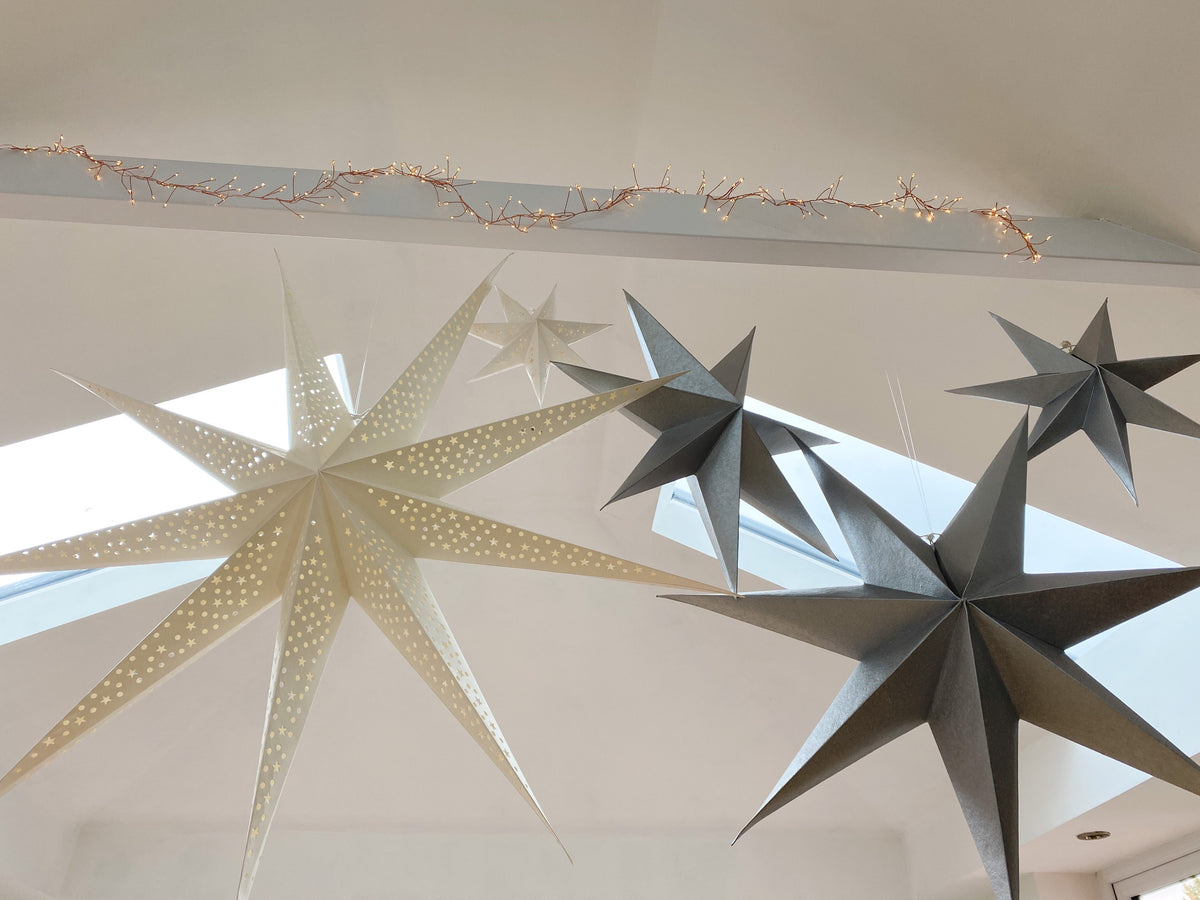 Set of 3 silver paper stars
