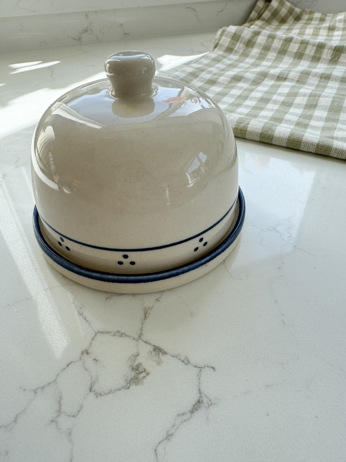 Blue vintage butter dish