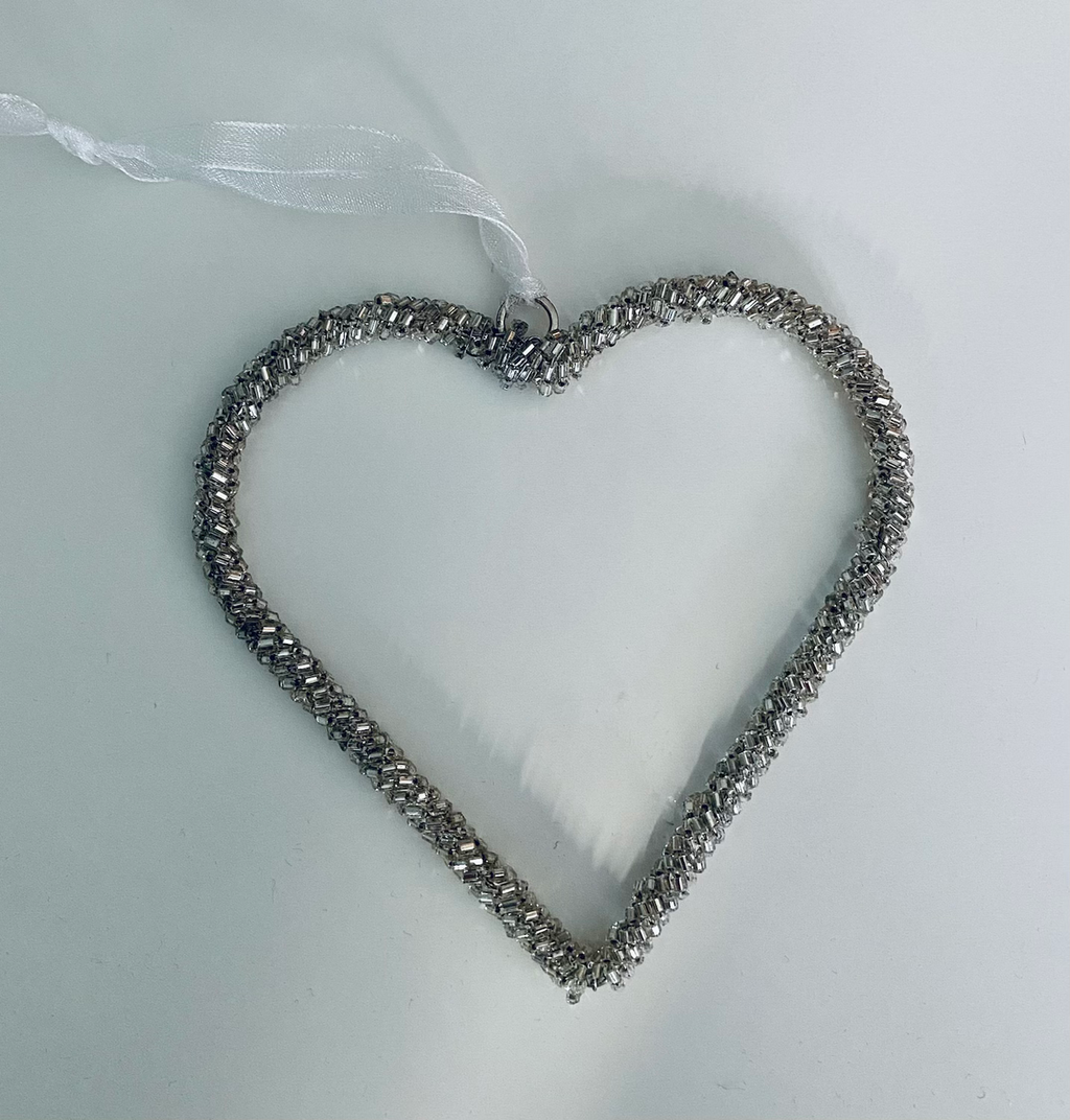 Silver heart hanger, 10cm
