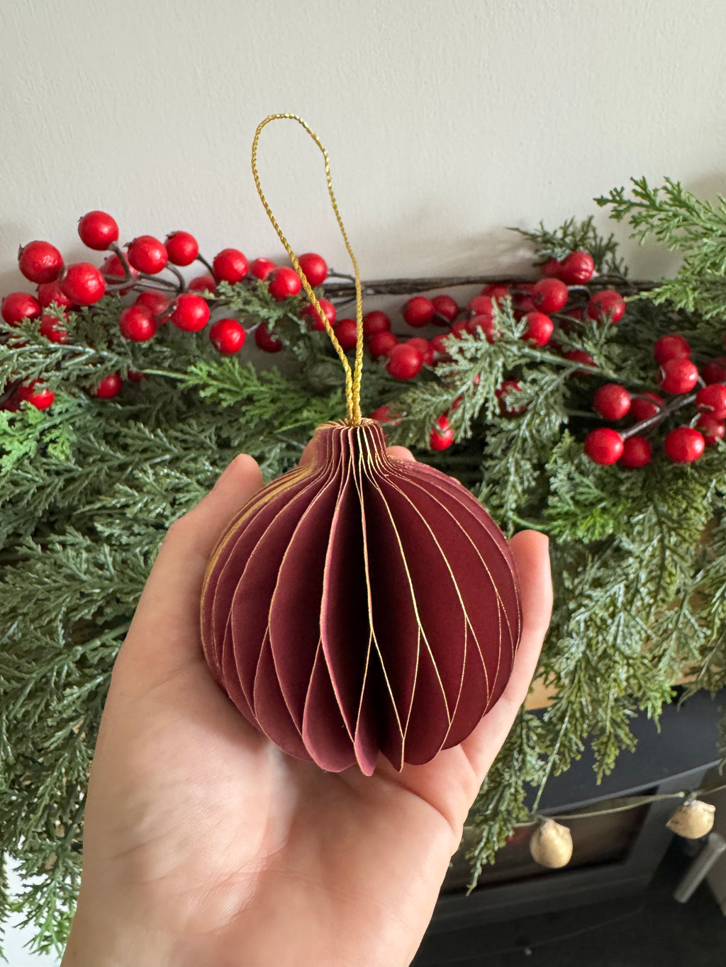 Red and gold paper bauble