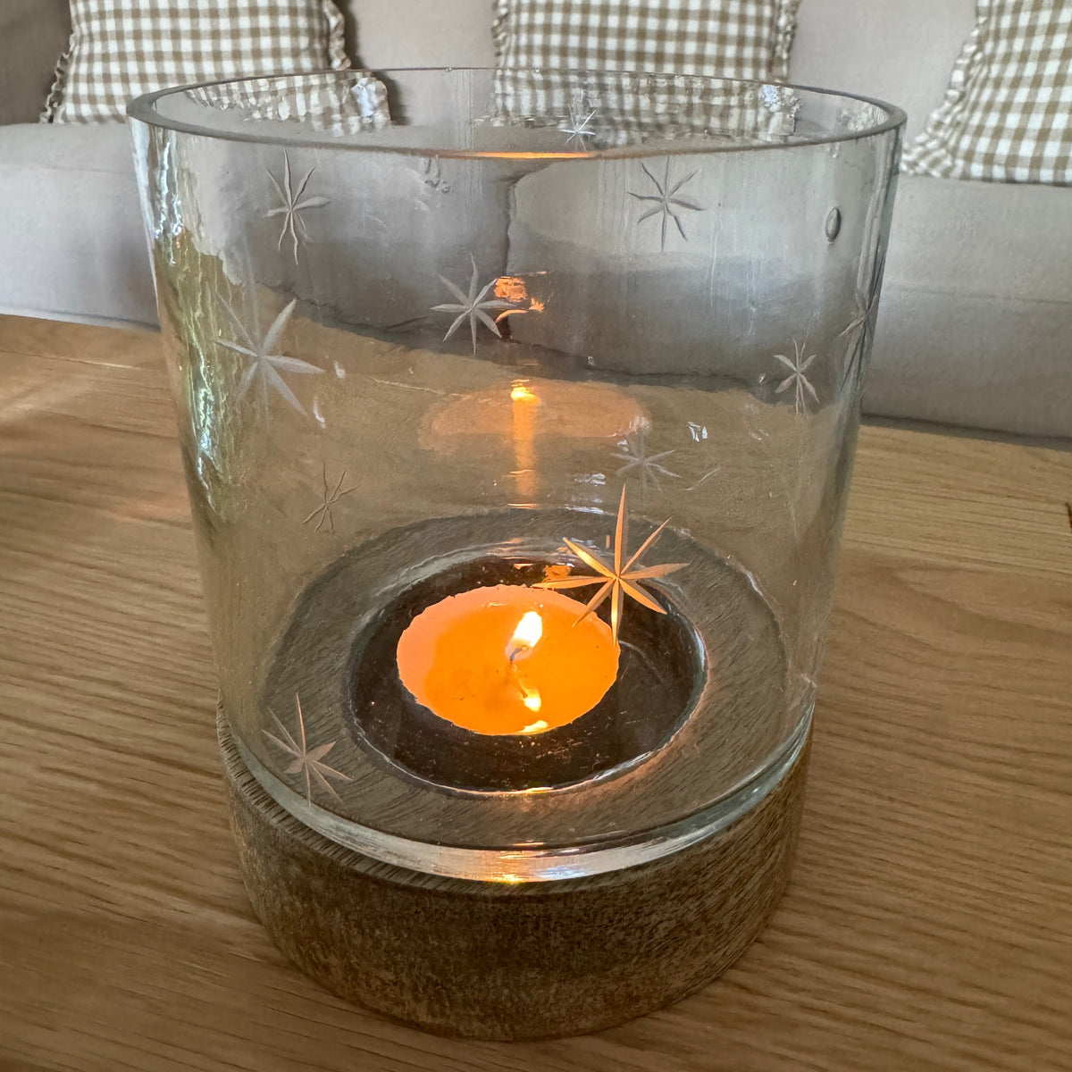 Glass star candle holder - small