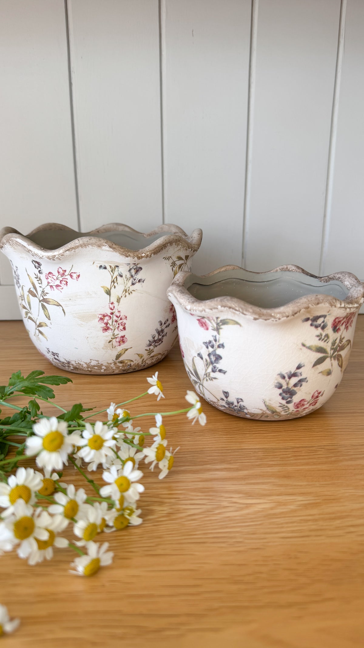 Scallop edge floral planter large