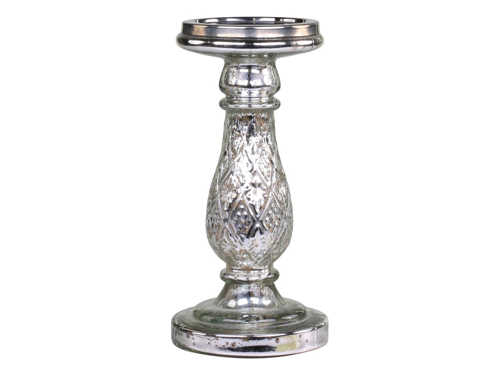 Mercury glass candlestick for pillar candle