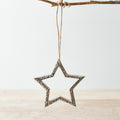 Hammered silver star hanger, 10cm
