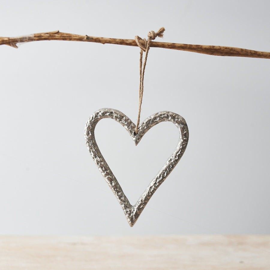 Silver metal heart decoration