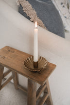Antique brass scalloped candle holder
