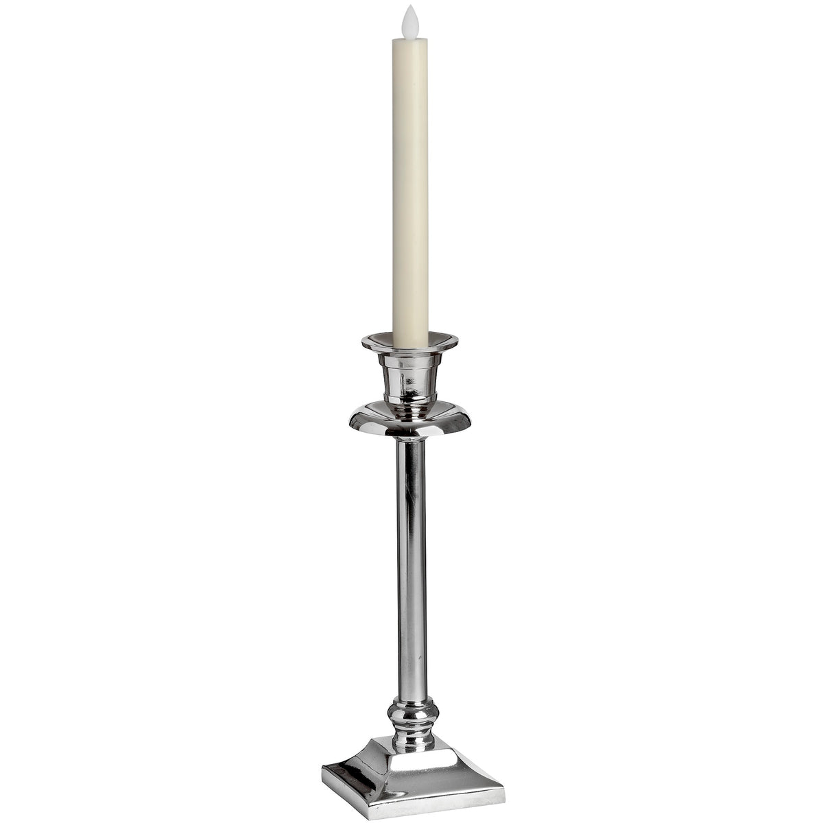 Pair of ivory LED flickering flame dinner candles
