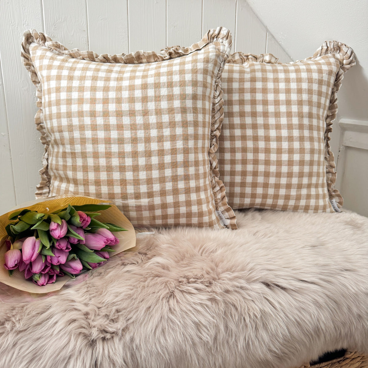 Neutral Gingham Cushion