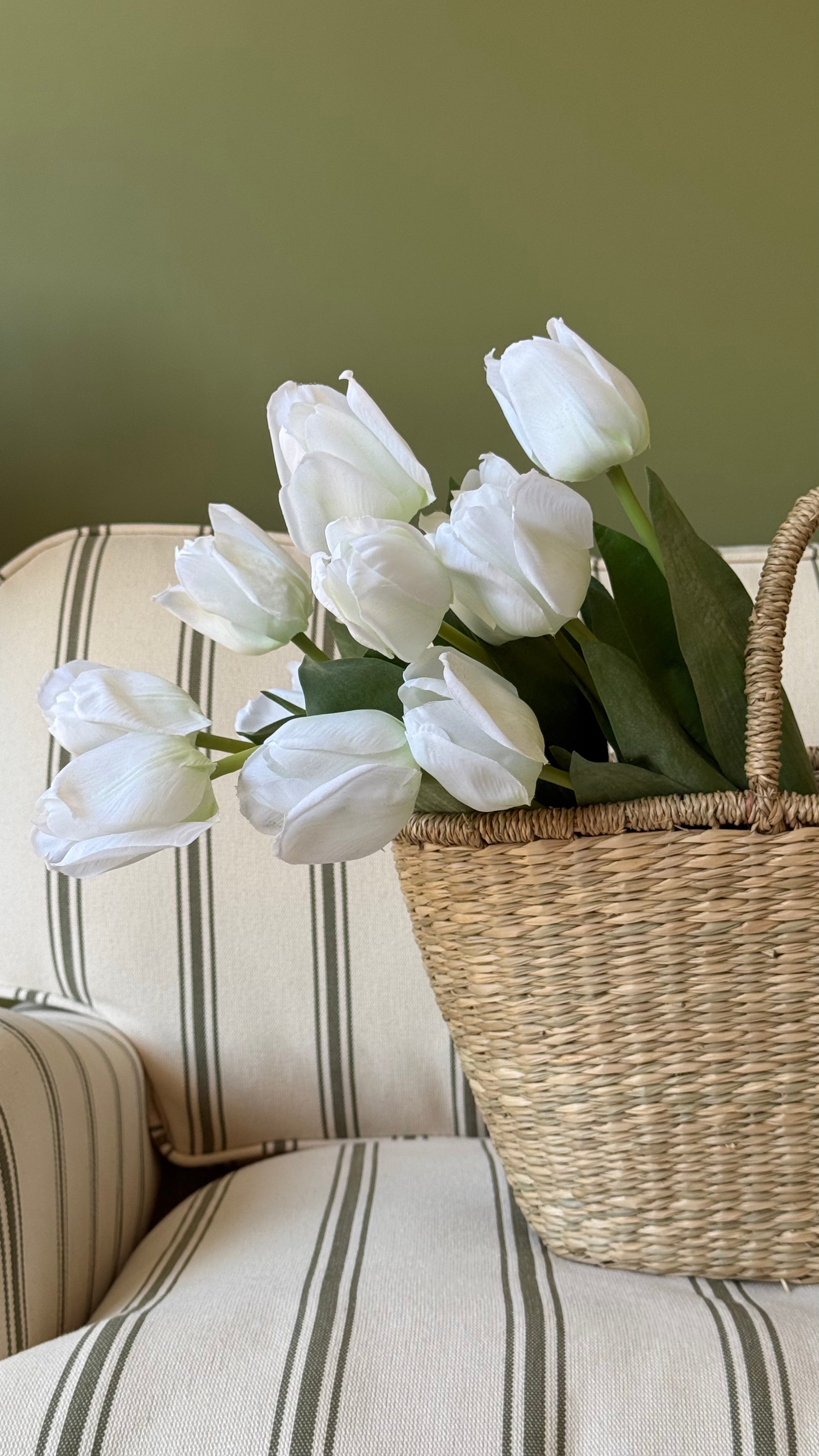 White faux tulip stem