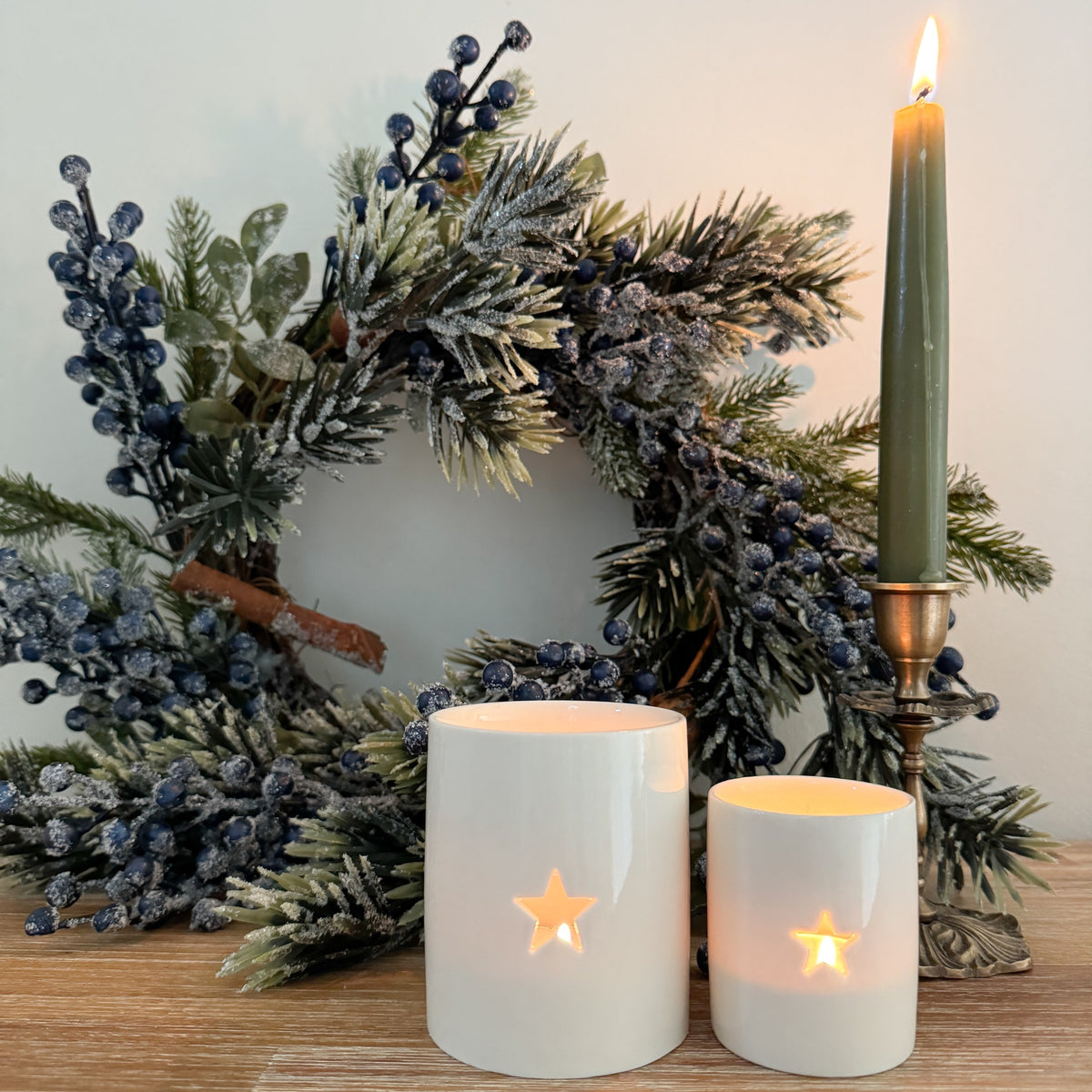 White star tealight holder 6cm
