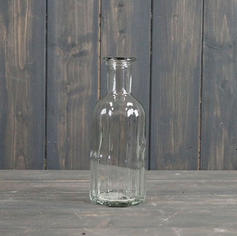 Clear glass bud vase, 19cm