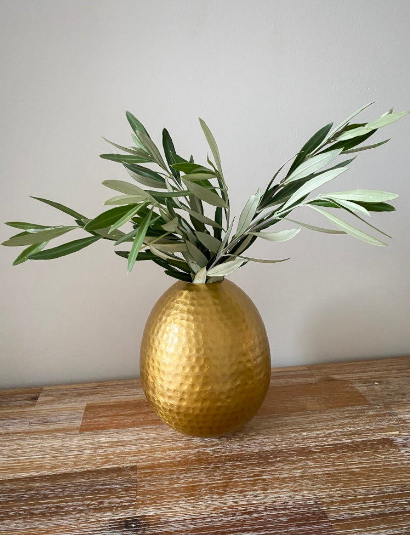 Hammered Metal Oval Vase