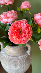 Coral peony spray with 3 flowers