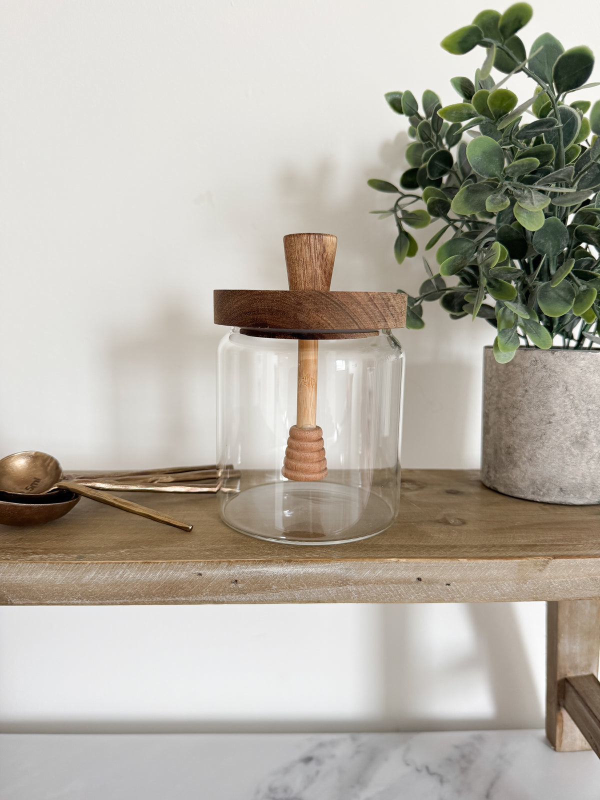 Glass honey jar