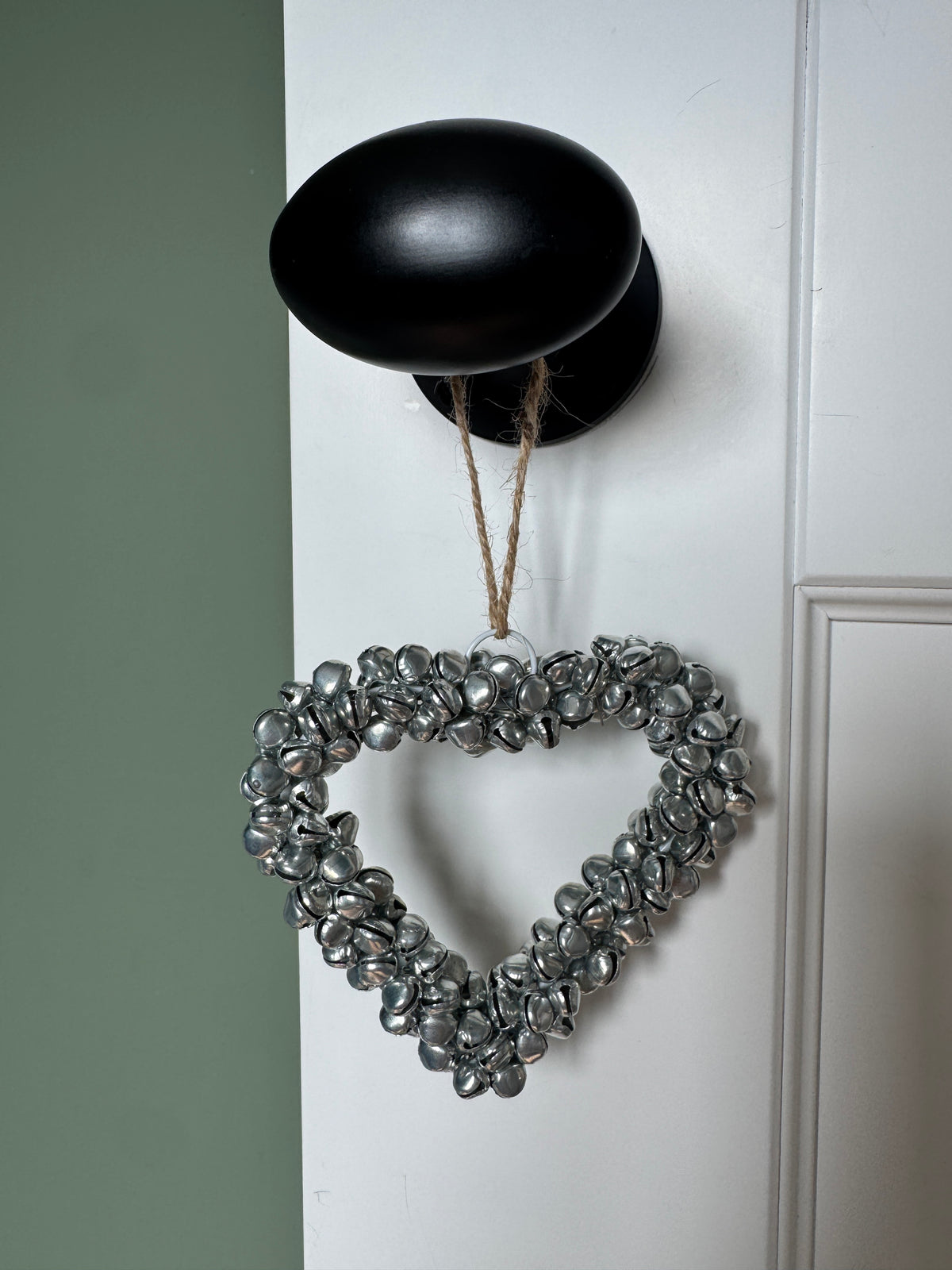 Silver bell heart hanger