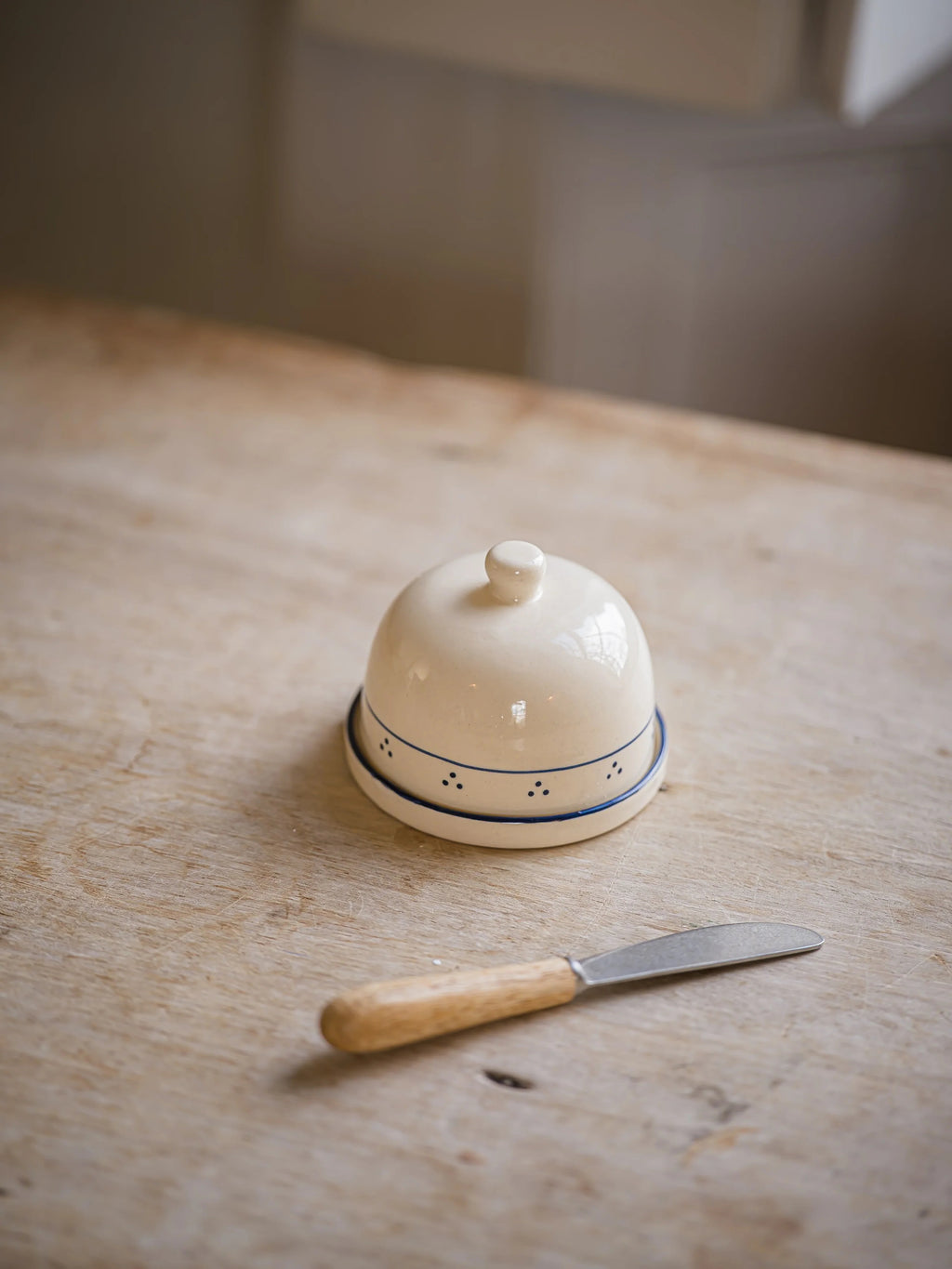 Blue vintage butter dish