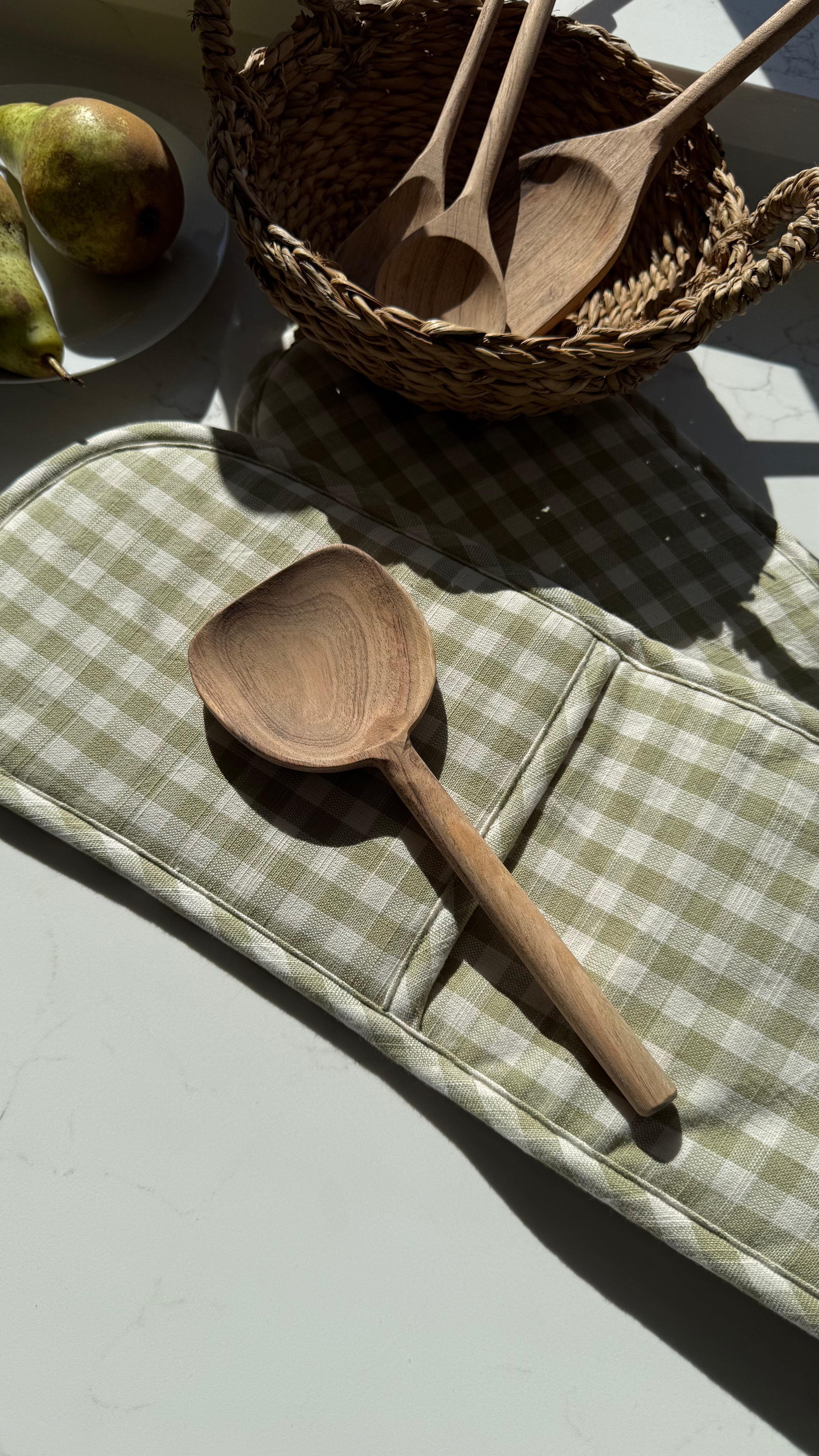 Acacia wood flat wide spatula/scoop