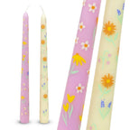 Floral printed dinner candles - set of 2