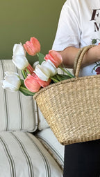 Coral faux tulip stem