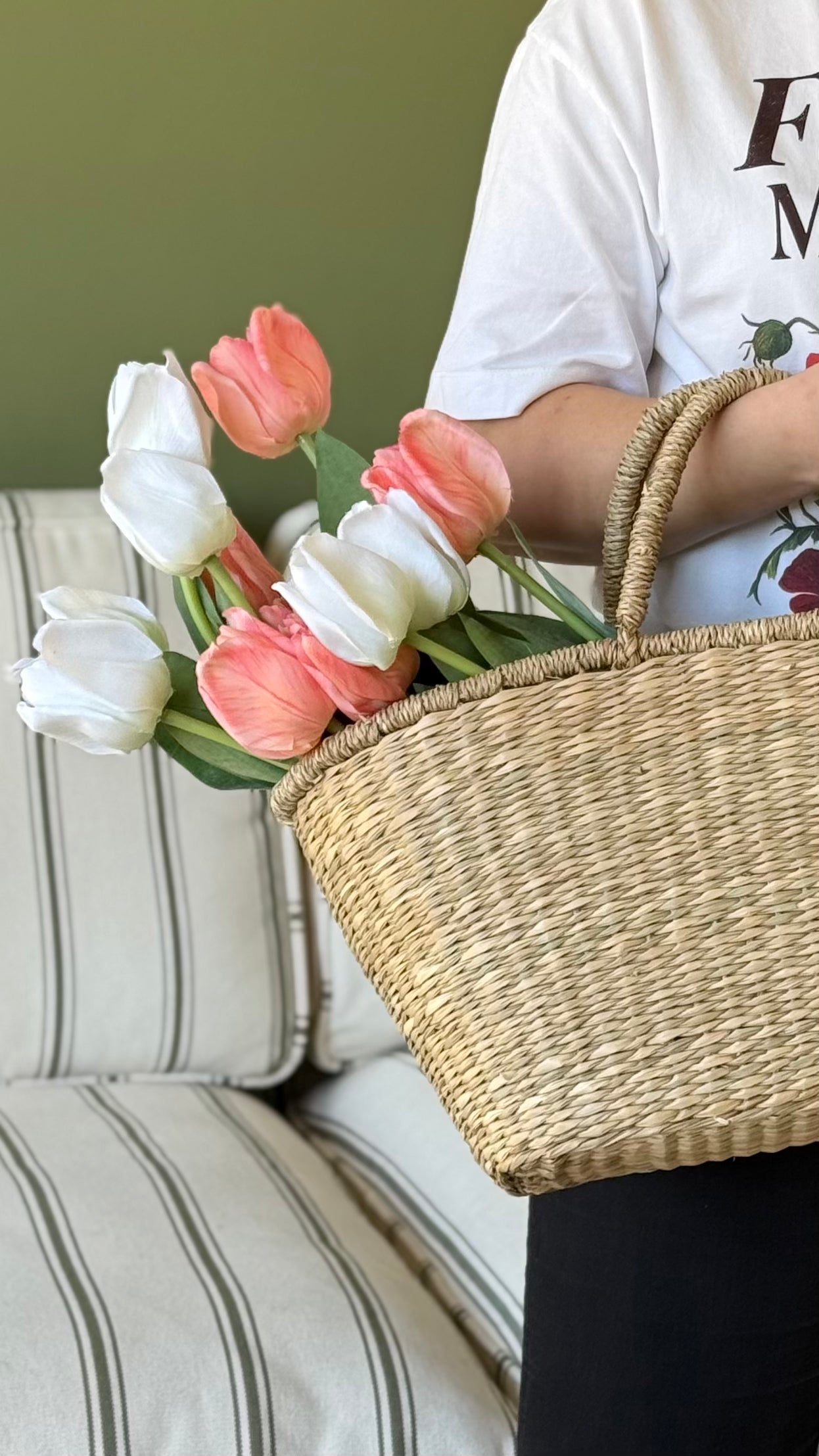 Coral faux tulip stem