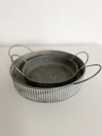 Set of 2 rustic zinc trays