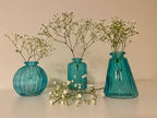 Turquoise Glass Bud Vases -Set of 3