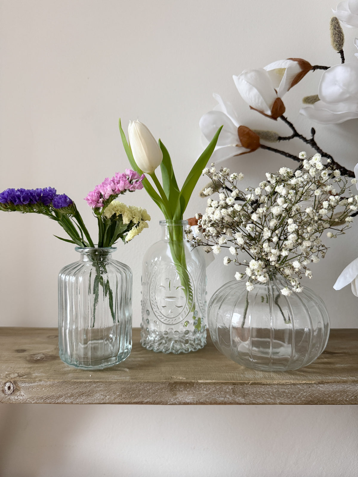 Ribbed glass bud vase