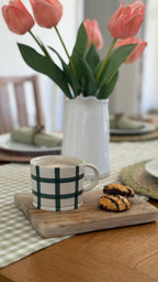 Green gingham mug