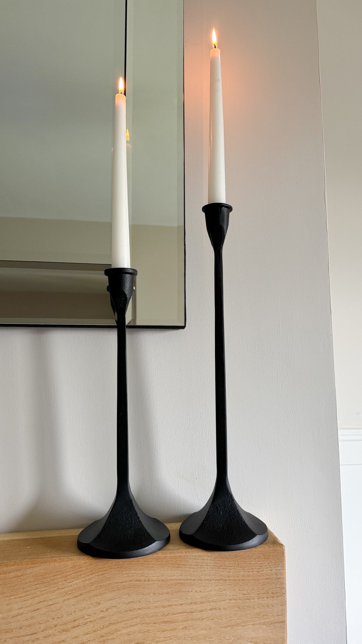 Black taper candle holder - 39cm
