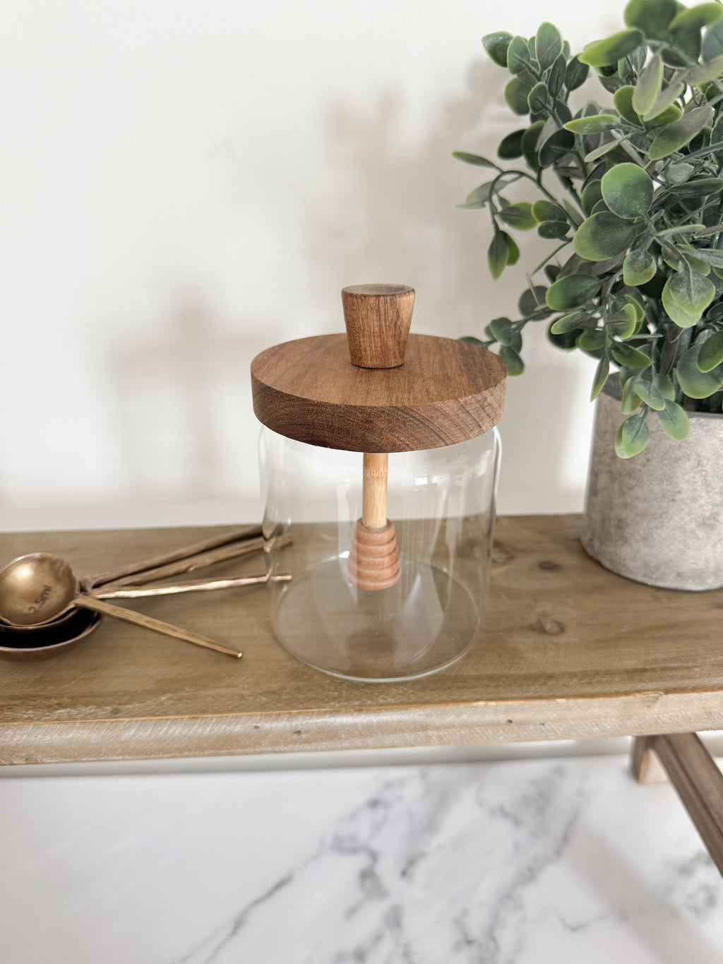 Glass honey jar