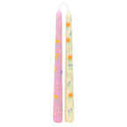 Floral printed dinner candles - set of 2