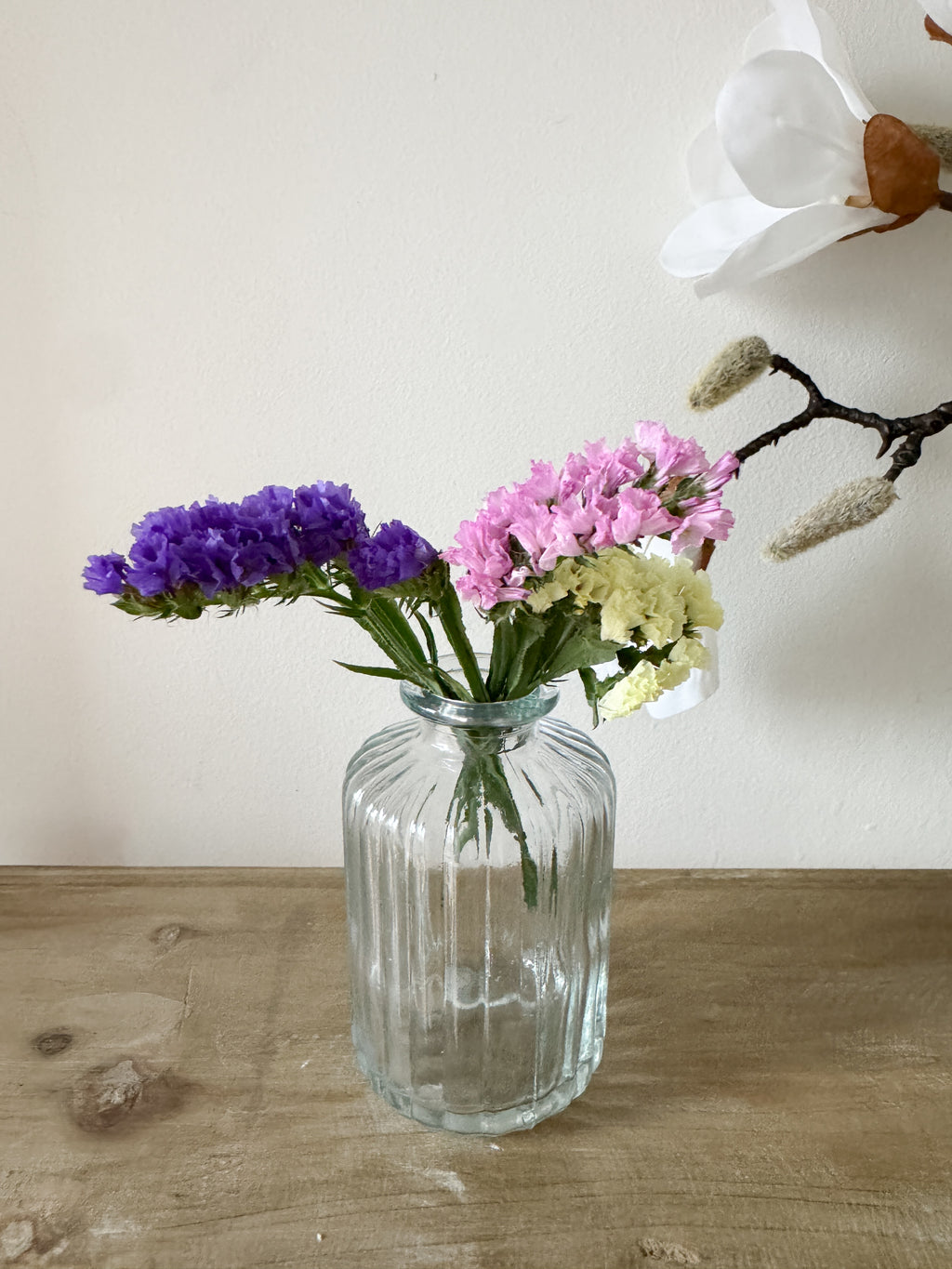 Ribbed glass bud vase