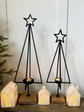 Black star tree candle holder, large