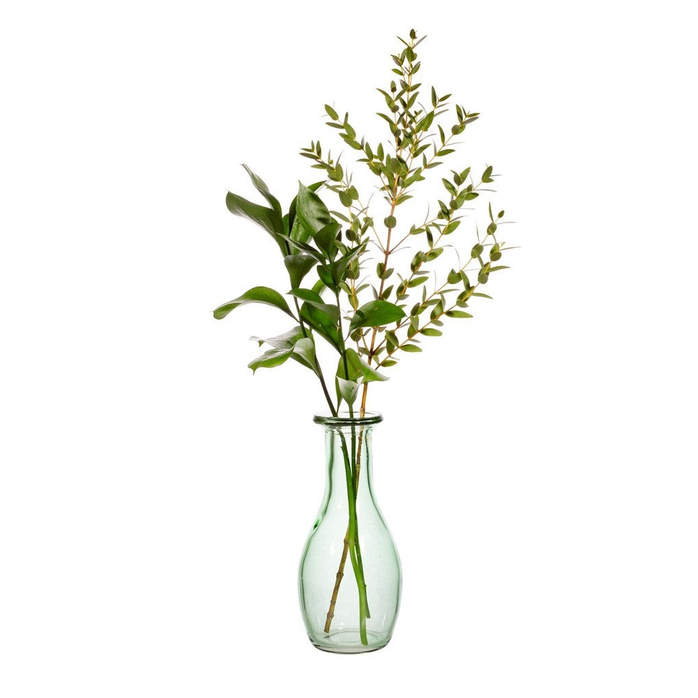Pale green recycled glass bud vase