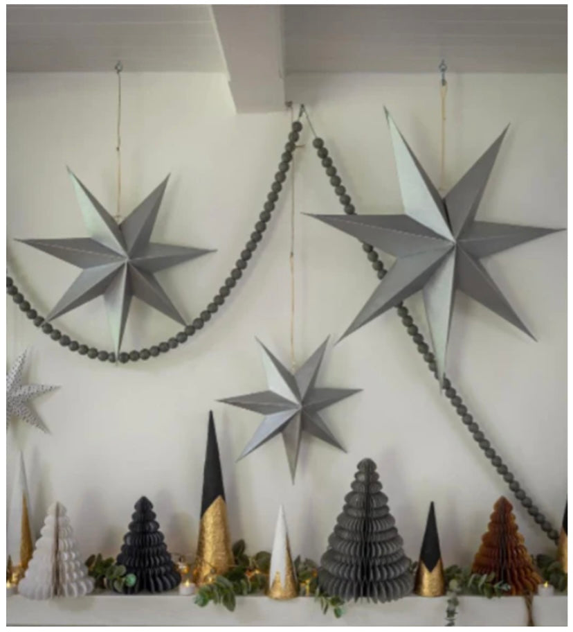 Set of 3 silver paper stars